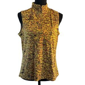 Jamie Sadock Sleeveless Zip Neck Golf Top Abstract Stretch A-Line Top Medium